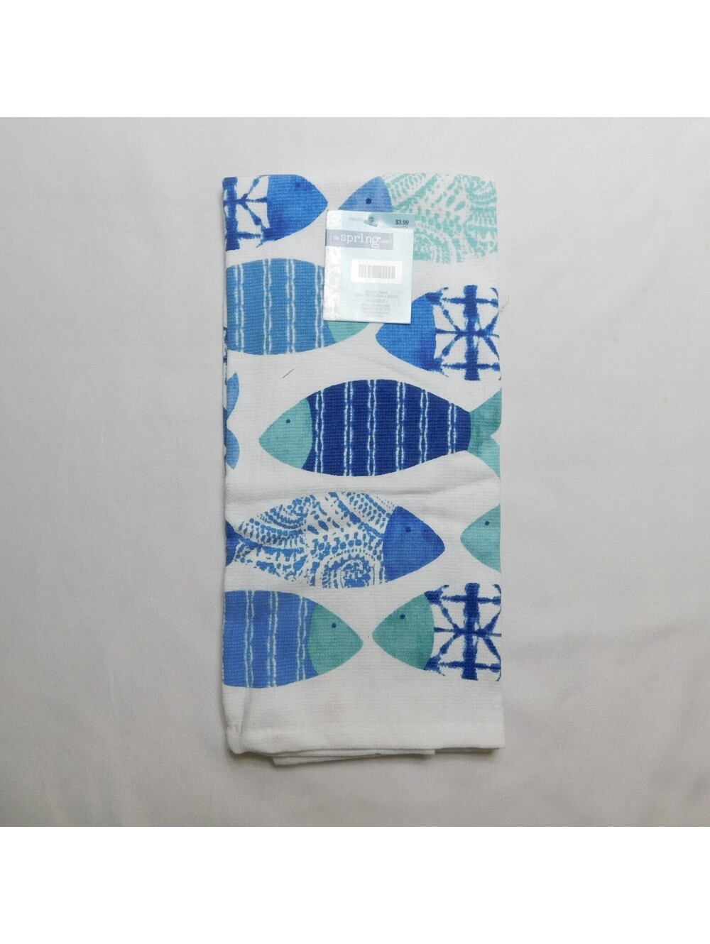 The Spring Shop Kitchen Towel NWT 16x26 Blue Teal Fish Nautical Hobby Lobby
